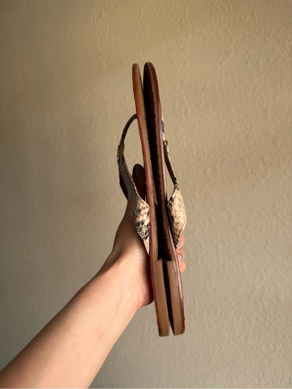 Tory Burch Snake Print Thora Leather Flip Flip Sandals
